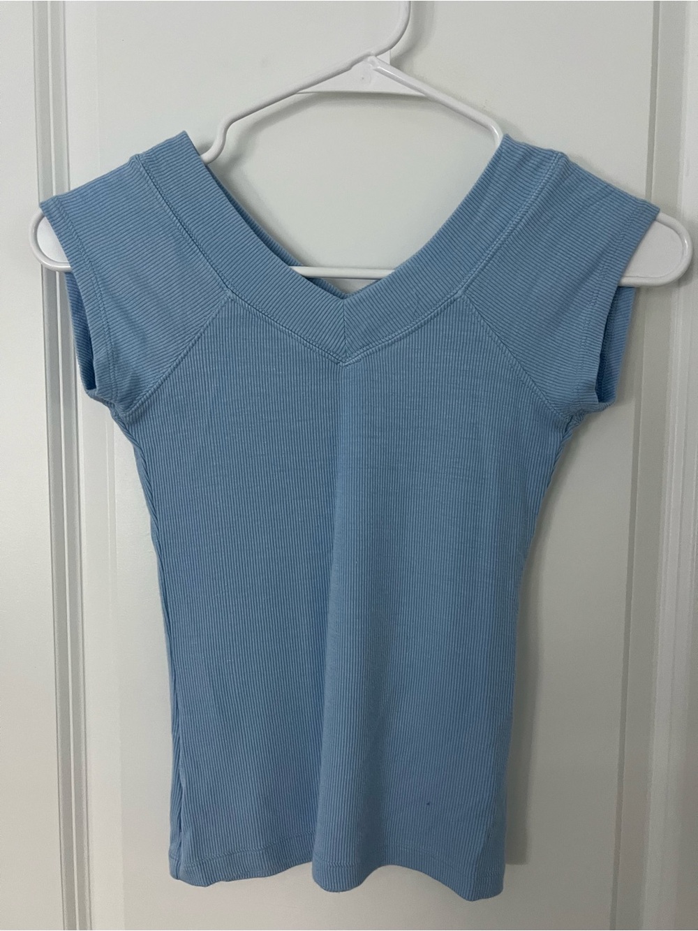 Urban Outfitters Baby Blue Ribbed V-Neck Tee